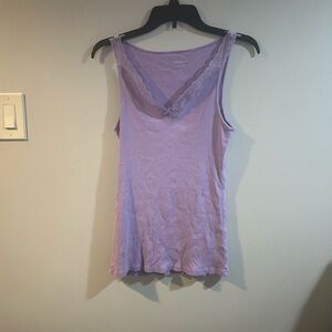 Express purple with trim lace Y2K ribbed tank in purple size large
